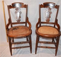 PAIR VINTAGE CANED BOTTOM EASTLAKE SIDE CHAIRS