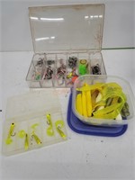 2 organizers 1 Tupperware with hooks and lures