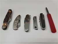 6 vintage folding knives & multi tools