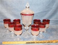 LOT - RUBY FLASHED GLASSWARE