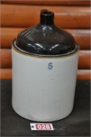 5-gal. brown & white stoneware jug