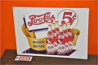 2001 Pepsi-Cola 5¢ tin sign, 17" x 12"