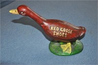 Contemporary large C.I. "Red Goose Shoes" bank