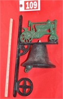 Cast iron John Deere "GP" wall/post mount bell