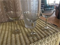 Tall Vintage Crystal Cut Vase with Goblets