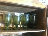 8 Green Water Glasses