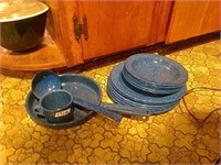 Blue Speckled Graniteware Dish Set