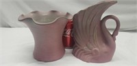 Niloak maroon swan vase and planter