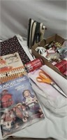 Craft lot. Material, iron, 3 craft books and more