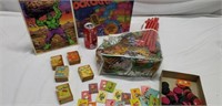 Toy lot with vintage cards. Knock out game has