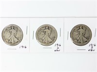 Coin 3 - 1916 Walking Liberty Half Dollars In 2x2