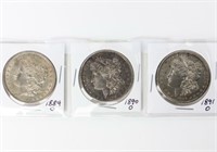 Coin 3 O Minted Morgan Silver Dollars In One Lot