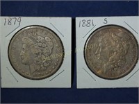 1879 & 1881-S MORGAN SILVER DOLLARS