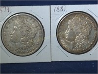 1881 & 1879 MORGAN SILVER DOLLARS