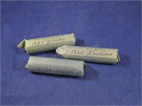 3 ROLLS OF BUFFALO NICKELS - 1935, 36, 37