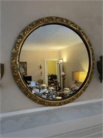 Gold Floral Framed Round Mirror