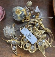 Lot of Crystal & Gold Decorator Items