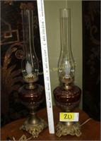 Pair of Cranberry Lamps