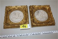 2 Marble Relief Cherub Wall Hanging