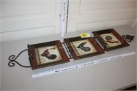 Square Rooster Plates on Rack