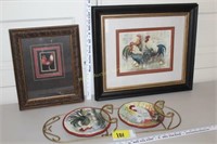 Rooster Plates on Rack & Rooster Pictures