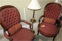 Pair of Antique Chairs, Foot stool, Lamp & Stand