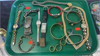 Jewelry - tray lot of ladies watches, rings,