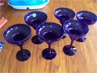 6 Cobalt Blue Margarita Glasses