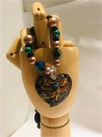 Hand Blown Glass and Bead Necklace