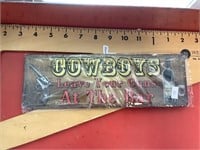 Cowboys leave guns at bar metal sign