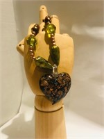 Hand Blown Glass and  Bead Necklace