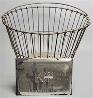 Wire Egg Basket & Advertising Sign