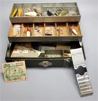 Vintage Metal Tackle Box & Contents