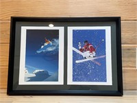 Nice Skier and Snowboarder Print Framed