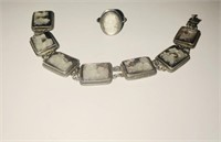 Mother of Pearl Cameo Ring and Bracelet