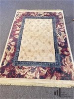 Rug with Burgundy, Cream, and Navy