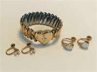 Gold Earrings and Bracelet