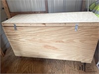 Large Wooden Storage Chest on Wheels