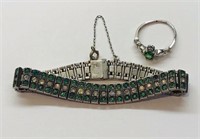 Vintage Diamonbar Bracelet & Emerald Ring