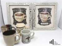 Coffee Themed Wall Art and Mugs
