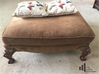 Upholstered Ottoman with 2 Pier One Pillows
