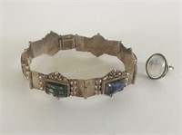 Silver Abalone Bracelet & Moonstone Ring
