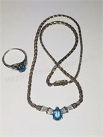 Aqau Blue Stone Necklace & Ring