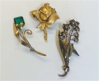 Vintage Lot of 3 Brooches - One Trifari