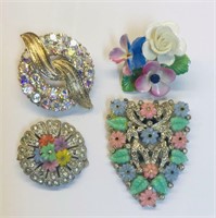 Colorful Vintage Lot of 4 Brooches