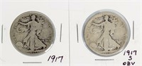 Coin 2 - 1917 Walking Liberty Half Dollars In 2x2