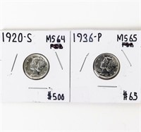 Coin 2 Very Nice - United States Mercury Dimes