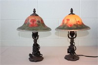 Beautiful Pair of Lamps, Glass Shade