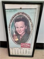 1950 Royal Crown Calendar in Frame