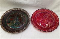 2 Fenton Plates, One is Signed by Mike Fenton